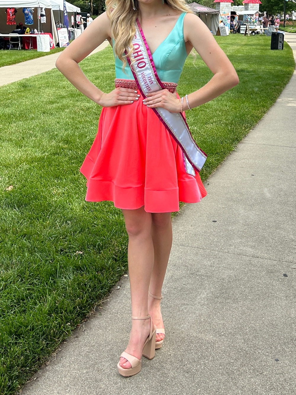 Vibrant Blue and Pink Johnathan Kayne Dress